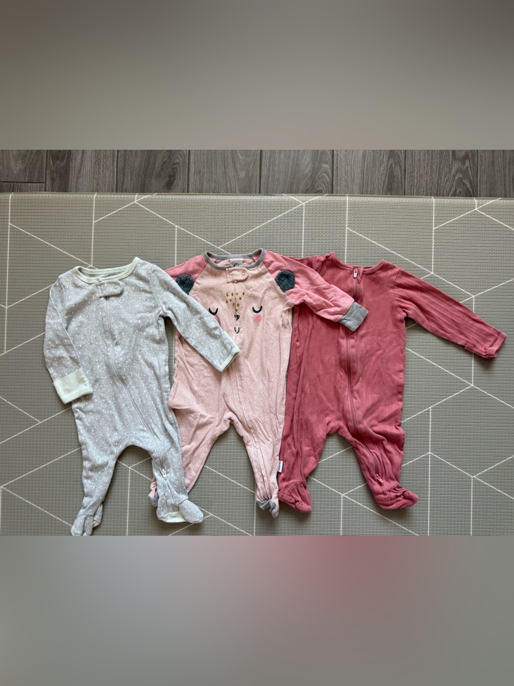Wonder nation|Baby girl bundle of long sleeve footies-Pack of 3,long sleeve•••